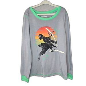OshKosh B'gosh Boy's Gray Ninja Graphic Pajama Top Only Size 10
